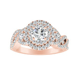 1.00 ct. Center Double Halo Round Lab Grown Diamond Engagement Ring in 14K White Gold