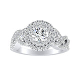 1.00 ct. Center Double Halo Round Lab Grown Diamond Engagement Ring in 14K White Gold