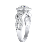 1.00 ct. Center Double Halo Round Lab Grown Diamond Engagement Ring in 14K White Gold