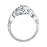 1.00 ct. Center Double Halo Round Lab Grown Diamond Engagement Ring in 14K White Gold