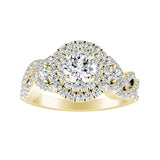 1.00 ct. Center Double Halo Round Lab Grown Diamond Engagement Ring in 14K White Gold