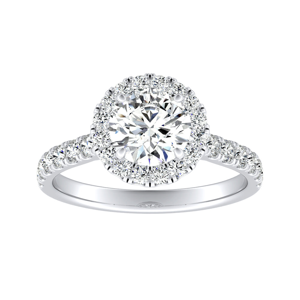 Simran Collection — Halo 1.00 ct. Center Round Lab Grown Diamond Engagement Ring in 14K White Gold