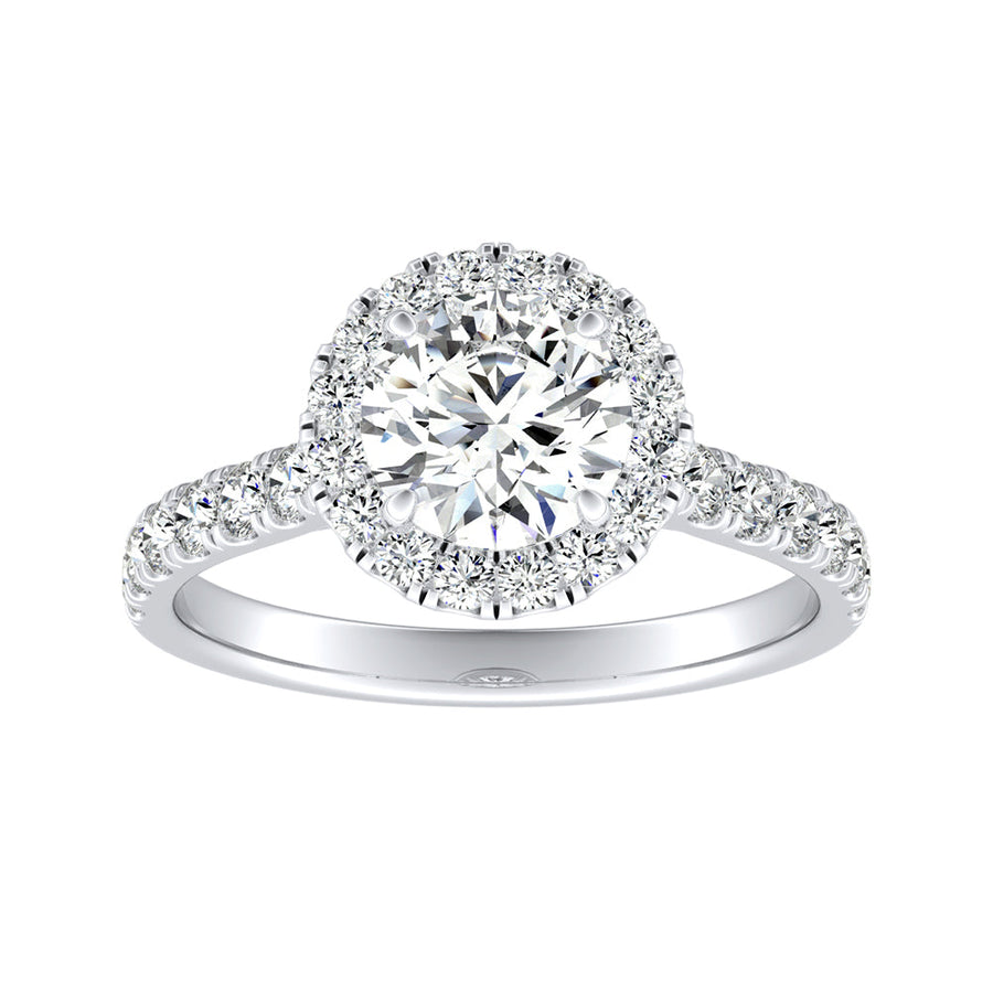 Simran Collection — Halo 1.00 ct. Center Round Lab Grown Diamond Engagement Ring in 14K White Gold
