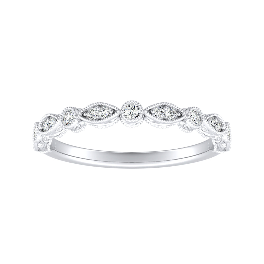 Simran Collection — Vintage Lab Grown Diamond Wedding Ring in 14K White Gold