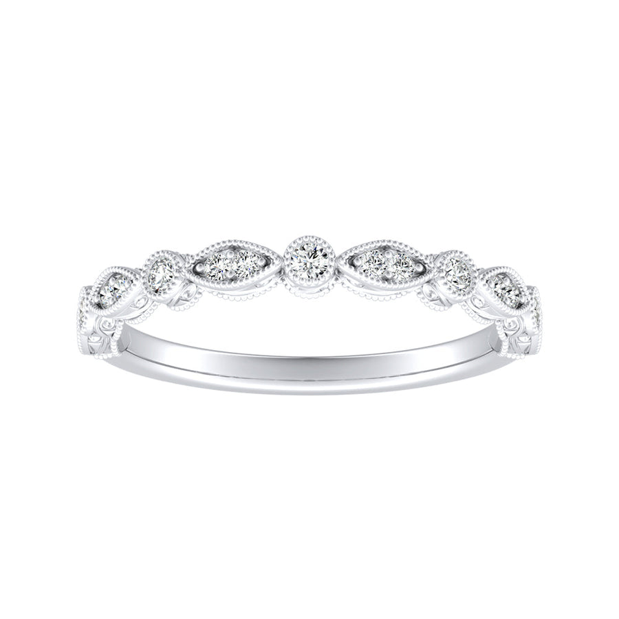 Simran Collection — Vintage Lab Grown Diamond Wedding Ring in 14K White Gold