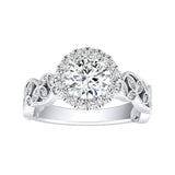 Vintage Halo 1.00 ct. Center Round Lab Grown Diamond Engagement Ring in 14K White Gold