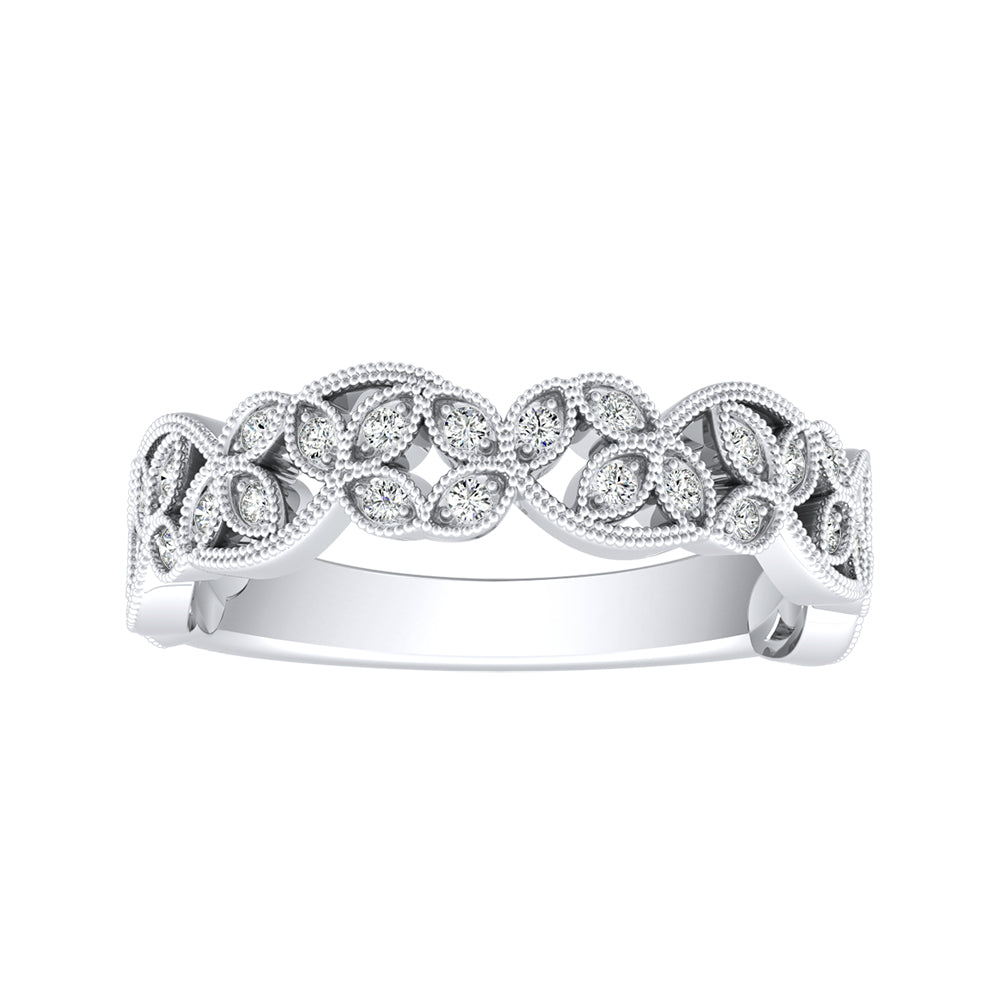 Simran Collection — Vintage Lab Grown Diamond Wedding Ring in 14K White Gold
