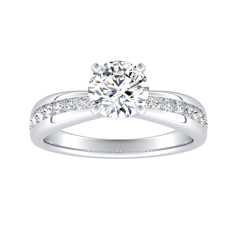 Simran Collection — Classic 1.00 ct. Center Round Lab Grown Diamond Engagement Ring in 14K White Gold