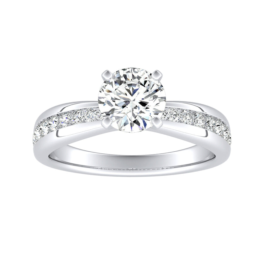 Simran Collection — Classic 1.00 ct. Center Round Lab Grown Diamond Engagement Ring in 14K White Gold