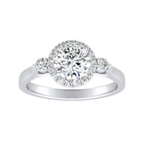 Halo 1.00 ct. Center Round Lab Grown Diamond Engagement Ring in 14K White Gold