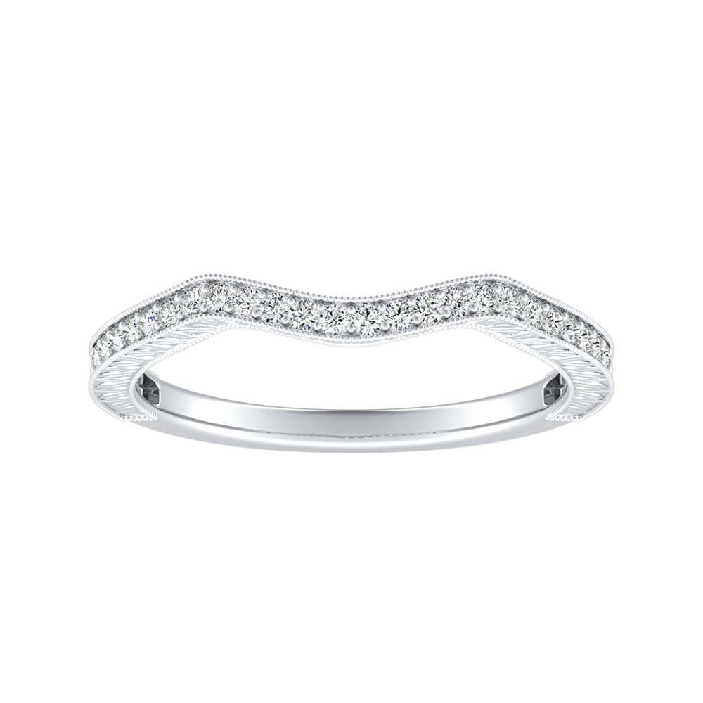 Simran Collection — Vintage Lab Grown Diamond Wedding Ring in 14K White Gold
