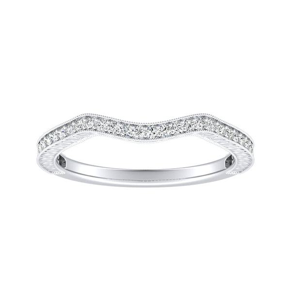 Vintage Lab Grown Diamond Wedding Ring in 14K White Gold