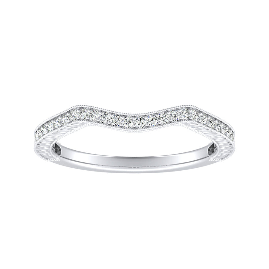 Simran Collection — Vintage Lab Grown Diamond Wedding Ring in 14K White Gold