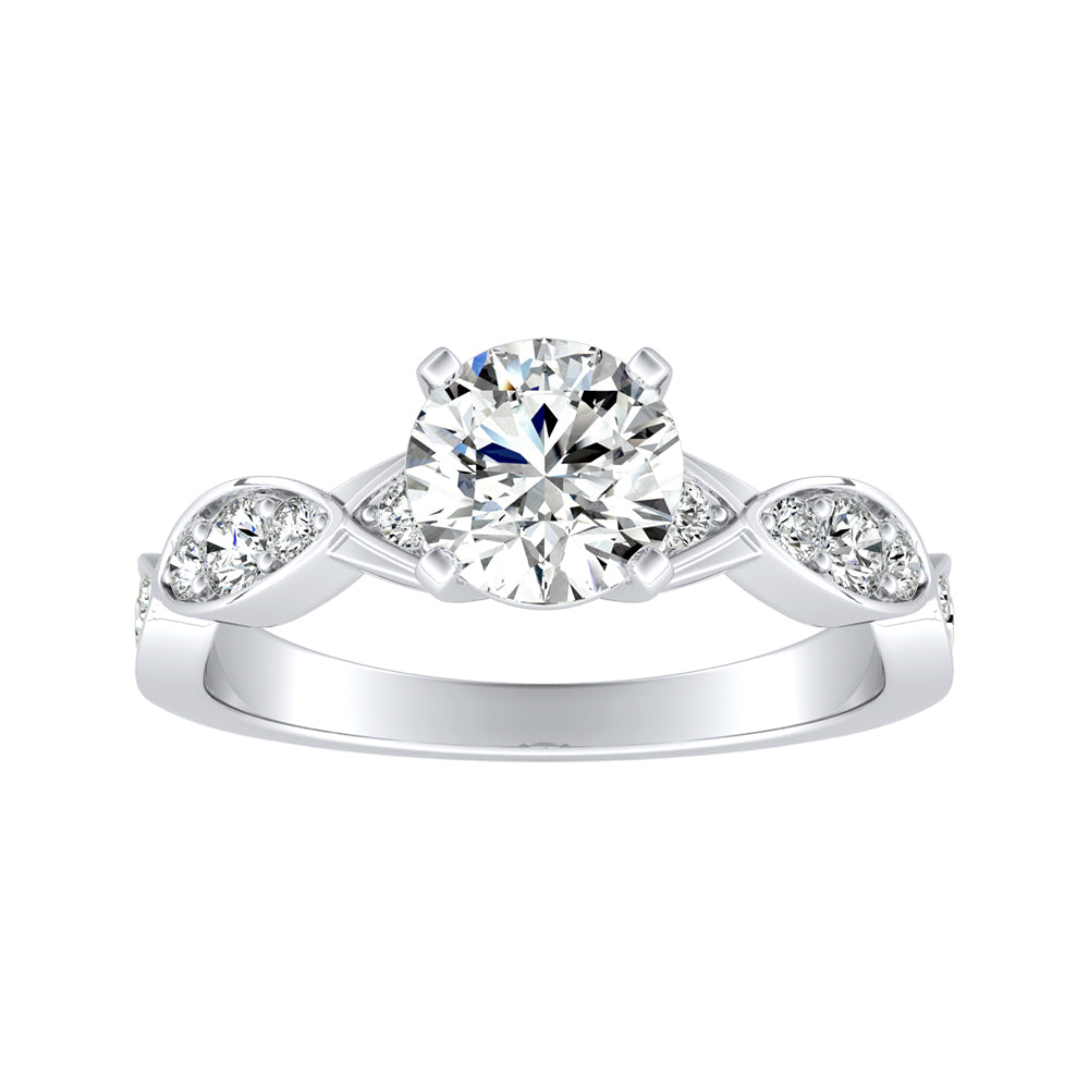 Simran Collection — 1.00 ct. Center Round Lab Grown Modern Diamond Engagement Ring in 14K White Gold