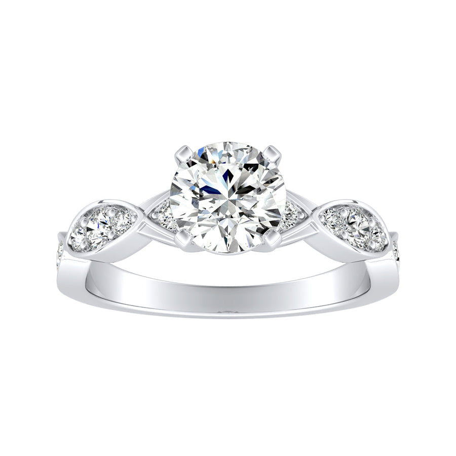 Simran Collection — 1.00 ct. Center Round Lab Grown Modern Diamond Engagement Ring in 14K White Gold