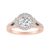 1.00 ct. Center Round Lab Grown Diamond Halo Engagement Ring in 14K White Gold