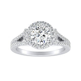 1.00 ct. Center Round Lab Grown Diamond Halo Engagement Ring in 14K White Gold