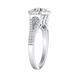 1.00 ct. Center Round Lab Grown Diamond Halo Engagement Ring in 14K White Gold