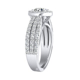 Halo Three Row 1.00 ct. Center Round Lab Grown Diamond Engagement Ring in 14K White Gold