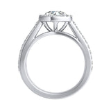 Halo Three Row 1.00 ct. Center Round Lab Grown Diamond Engagement Ring in 14K White Gold