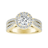 Halo Three Row 1.00 ct. Center Round Lab Grown Diamond Engagement Ring in 14K White Gold