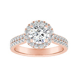 Halo Two Row 1.00 ct. Center Round Lab Grown Diamond Engagement Ring in 14K White Gold
