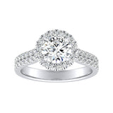 Halo Two Row 1.00 ct. Center Round Lab Grown Diamond Engagement Ring in 14K White Gold