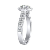 Halo Two Row 1.00 ct. Center Round Lab Grown Diamond Engagement Ring in 14K White Gold
