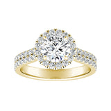 Halo Two Row 1.00 ct. Center Round Lab Grown Diamond Engagement Ring in 14K White Gold
