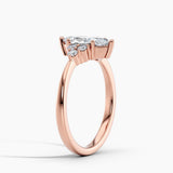 Dainty Three Stone Diamond Engagement Ring with  1.00 ct. Center Marquise Lab Grown Diamond in 14K Rose Gold