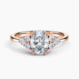 Dainty Three Stone Diamond Engagement Ring with  1.00 ct. Center Oval Lab Grown Diamond in 14K White Gold