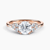 Dainty Three Stone Diamond Engagement Ring with  1.00 ct. Center Round Lab Grown Diamond in 14K White Gold