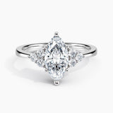 Dainty Three Stone Diamond Engagement Ring with  1.00 ct. Center Marquise Lab Grown Diamond in 14K Rose Gold