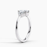 Dainty Three Stone Diamond Engagement Ring with  1.00 ct. Center Oval Lab Grown Diamond in 14K White Gold
