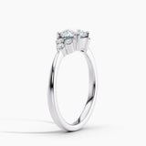 Dainty Three Stone Diamond Engagement Ring with  1.00 ct. Center Round Lab Grown Diamond in 14K White Gold