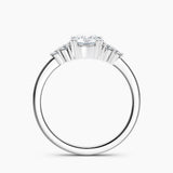Dainty Three Stone Diamond Engagement Ring with  1.00 ct. Center Round Lab Grown Diamond in 14K White Gold