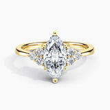 Dainty Three Stone Diamond Engagement Ring with  1.00 ct. Center Marquise Lab Grown Diamond in 14K Rose Gold