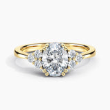 Dainty Three Stone Diamond Engagement Ring with  1.00 ct. Center Oval Lab Grown Diamond in 14K White Gold