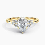 Dainty Three Stone Diamond Engagement Ring with  1.00 ct. Center Pear Lab Grown Diamond in 14K Yellow Gold