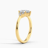 Dainty Three Stone Diamond Engagement Ring with  1.00 ct. Center Pear Lab Grown Diamond in 14K Yellow Gold