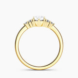 Dainty Three Stone Diamond Engagement Ring with  1.00 ct. Center Pear Lab Grown Diamond in 14K Yellow Gold
