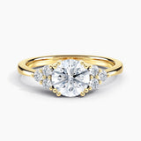 Dainty Three Stone Diamond Engagement Ring with  1.00 ct. Center Round Lab Grown Diamond in 14K White Gold