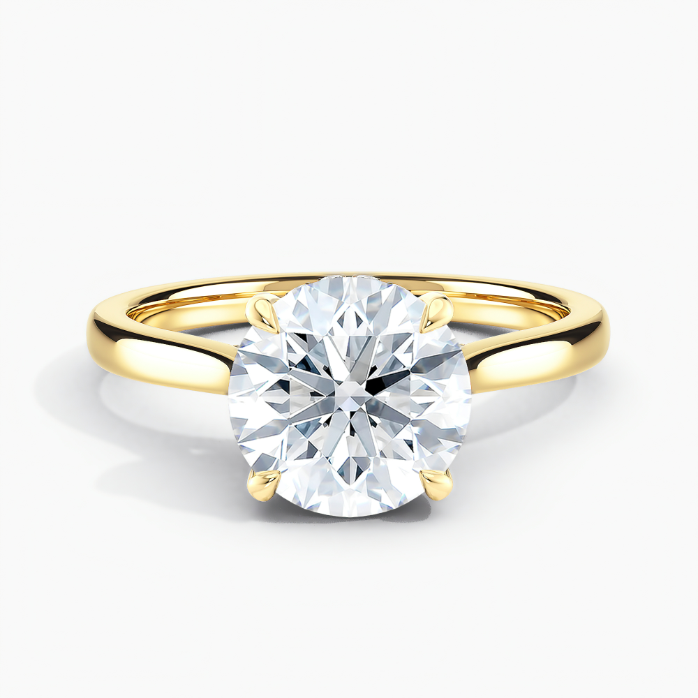 Simran Collection — Hidden Details Solitaire Engagement Ring with  1.00 ct. Center Round Lab Grown Diamond Engagement Ring in 14K Yellow Gold
