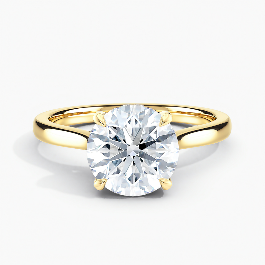 Simran Collection — Hidden Details Solitaire Engagement Ring with  1.00 ct. Center Round Lab Grown Diamond Engagement Ring in 14K Yellow Gold