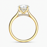Hidden Details Solitaire Engagement Ring with  1.00 ct. Center Round Lab Grown Diamond Engagement Ring in 14K Yellow Gold