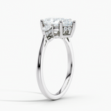 Under Halo Three Stone Lab Grown Diamond Engagement Ring 1.00 ct. Center Pear Lab Grown Diamond in 14K White Gold