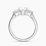 Under Halo Three Stone Lab Grown Diamond Engagement Ring 1.00 ct. Center Pear Lab Grown Diamond in 14K White Gold