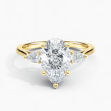 Under Halo Three Stone Lab Grown Diamond Engagement Ring 1.00 ct. Center Pear Lab Grown Diamond in 14K White Gold