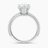 Pave Crown Diamond Engagement Ring with  1.00 ct. Center Round Lab Grown Diamond in 14K White Gold