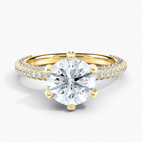 Pave Crown Diamond Engagement Ring with  1.00 ct. Center Round Lab Grown Diamond in 14K White Gold